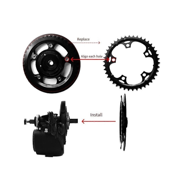 Elcykel Ebike Kedjehjul Kedjekrans 42T Kedjehjul för TongSheng TSDZ2 TSDZ-2B Mittmotor Kedjehjul