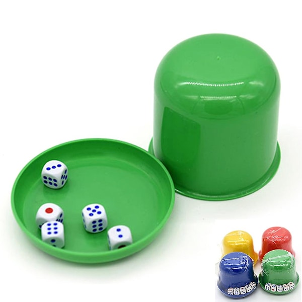 5 stk Tykke Terningebunn Shakers Bar Morsomme Terningespill Sett Kreative Terningeshakerkopper Med 25 stk Terninger (Tilfeldig Farge)