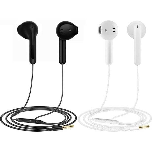 2-pack hörlurar, in-ear hörlurar med sladd, brusreducerande headset med mikrofon, kompatibla med telefon, surfplatta, Samsung, HuaWei_QF