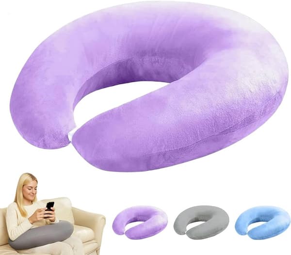 Lesepute, Støttepute, U-form, for seng/sofa, 60x55x20cm, Lilla