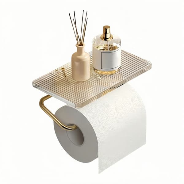 Toiletpapirholder, Badeværelsestissueholder, Akrylpanel, Rustbestandig, Pladsbesparende