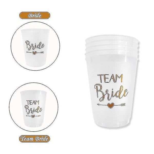 QD-12 kpl Team Bride Muovimuki Polttarit Läpinäkyvät Mukit Set