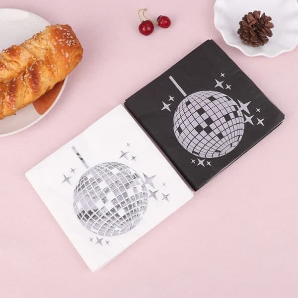25 st Discokula Cocktail Servetter Bröllopstema Que Vit