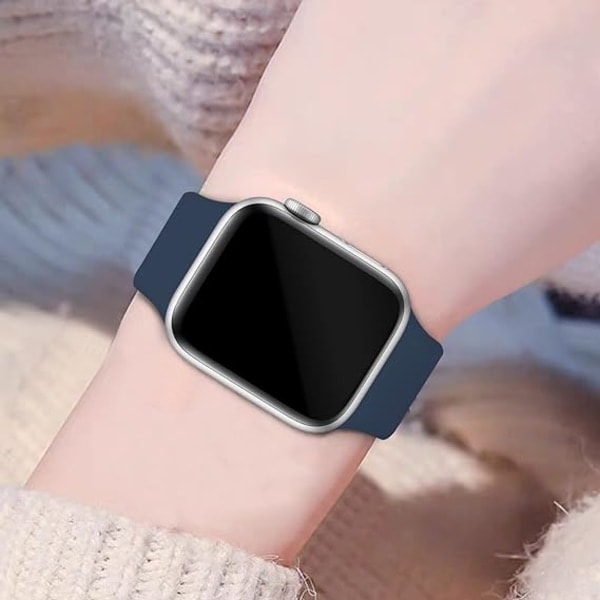 [QD] Bånd kompatibelt med Apple Watch 42mm 44mm 45mm 49mm, erstatning myk silikon sportstilbehør armbånd håndleddsbånd for kvinner menn (Abyss Blue)