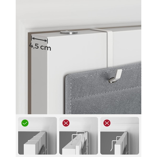 QU*SONGMICS Hængeorganisator Hængende Opbevaring Hængehylde med 4 lommer Dør Soveværelse Kontorgarderobe 33,5 x 12 x 100 cm Lysegrå RDH004G11