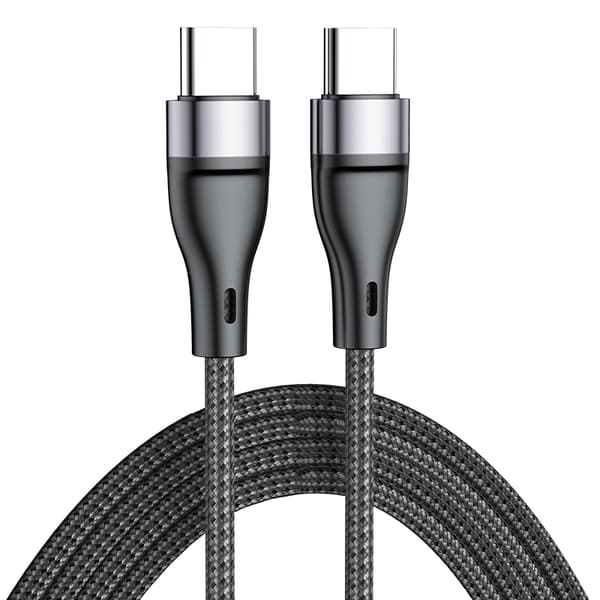 QU-USB C til USB C Hurtigladekabel PD 60W Type C Laderledning Nylon 3A Hurtigladekabel 2M Grey