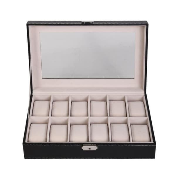/QD/Klockbox - NYHET - 12 klockor - Läder - Silver - Chic