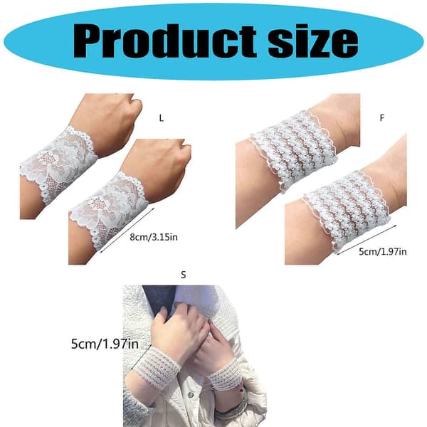 Sorte blonde-håndledsmanchetter til kvinder, elastiske spandex-armbåndsovertræk, elegant håndtilbehør til fest, bryllup og dans, 1 par Black