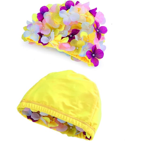 QU)Trendig badehætte håndlavede kronblade blomster trendy dame
