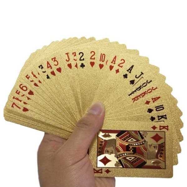 Guldpläterad Spelkort Poker Kortlek i Guld Dollar_qq