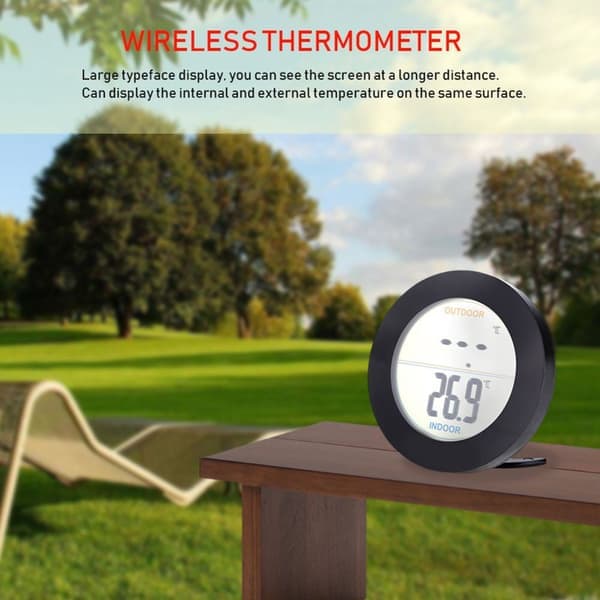 Trådlös Termometer LCD-Skärm Inomhus Utomhus Sensor Temperatursensor Inomhus Utomhus Svart