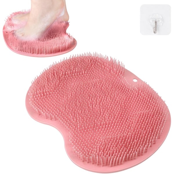 [QD] Foot Scrubber for Shower, with Non-Slip Suction Cups, for Foot Care, Exfoliation, Spa, Foot Circulation & Reduces Foot Pain (Pink)