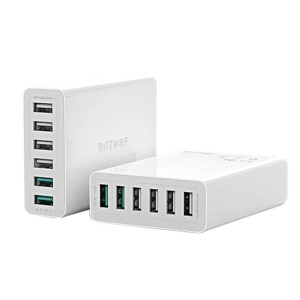 Laddare 6x USB Blitzwolf BW-S15, QC 3.0, 60 W (vit)