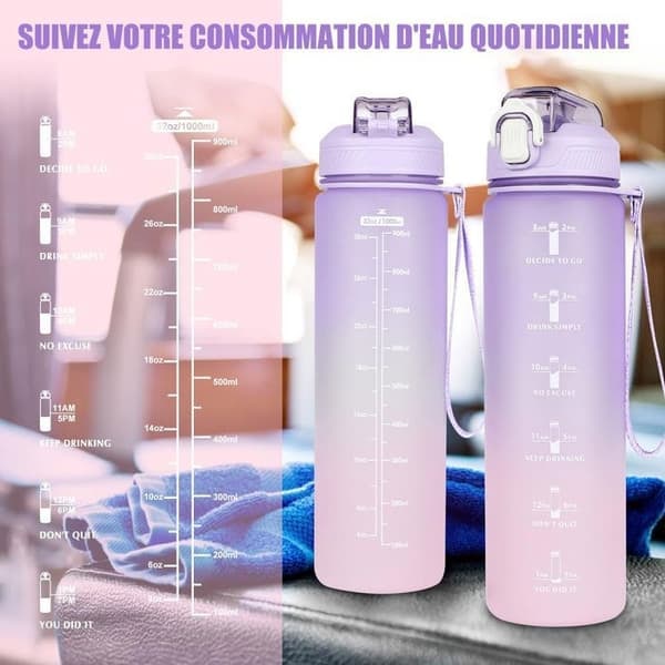 /QD/Urheilupullo - Ei määritelty - 1L - Liukuvärjätty violetti - Ajan ilmaisin - 360° vesitiivis