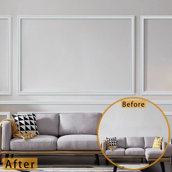 QU*Hungbak Skala och fäst stolslist panelformning finish trim för heminredning och väggskydd (målningsbar vit, 3 m x 2,7 cm)