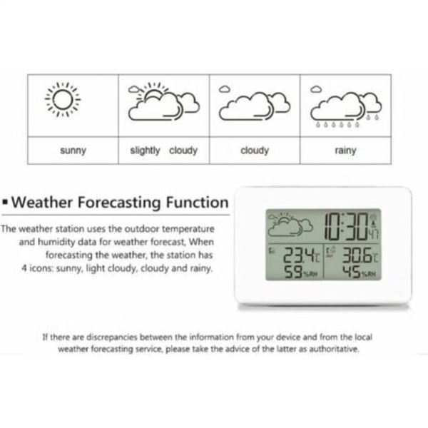QU/Trådlös Väderstation Hygrometer Inomhus Utomhus Termometer med Utomhussensor LCD-Display Digital Temperatur Luftfuktighet Mon