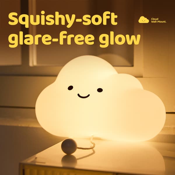 Skynatlampe til børn, dæmpbar LED-silikone-touchlampe med 30-minutters timer, USB-C genopladelig til børneværelset