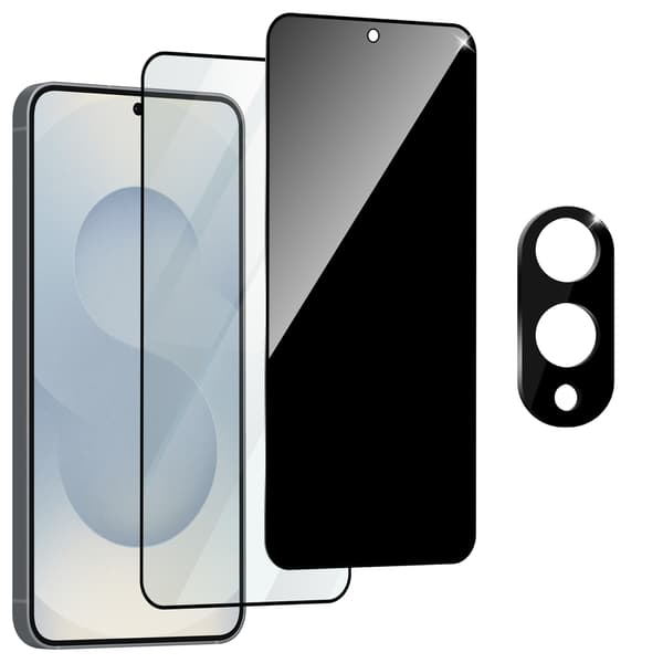 2-Pack Samsung S25 Edge Screen Protector (1 Privacy + 1 Clear) & 1-Pack Lens Protector - Tempered Glass 9H - Super Quality 3D