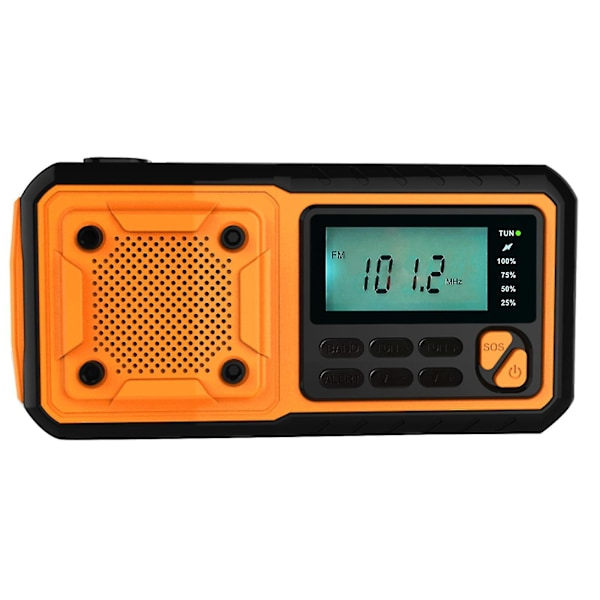 Nødradio Utendørs Solcellelading Håndsveiv Radio Digital FM AM WB Radio Lommelykt Leselys SOS Alarm 4000mAh Batteri 3,5 mm Hodetelefonkontakt