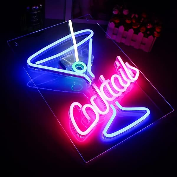 1 st LED Neonljus Cocktails Form Neon Bokstäver LED Väggskylt
