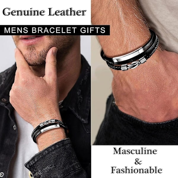 Läderarmband för män, äkta läderarmband