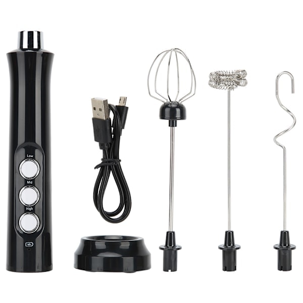 Milk Frother with Adjustable Speed Settings, Quiet Operation & USB-C Rechargeable for Instant Frothing