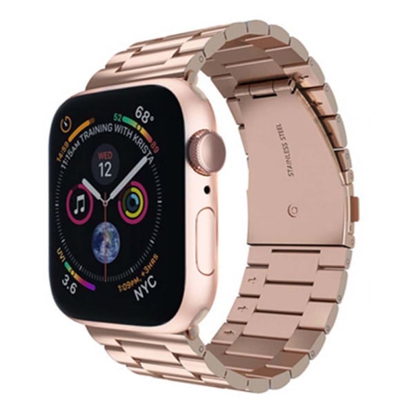 [QD] Yhteensopiva Apple Watch -ranneke 38mm-40mm/42mm-44mm Ruostumattomasta teräksestä valmistettu korvaava ranneke - 42-44mm ruusukulta