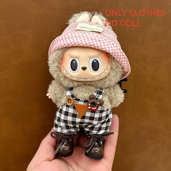ONLY CLOTHES Söt V1 V2 LABUBU Blind Box Hänge Docka DIY Klä upp Kostym Litet Monster Haklapp Byxor Babykläder Från LBB-25