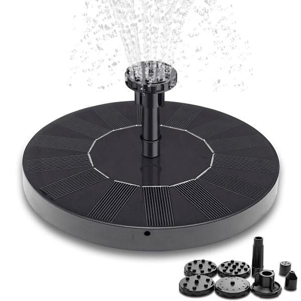 Fontän - Solfontän / Vattenfontän Solcell - 16 cm Svart Black Svart˜QD