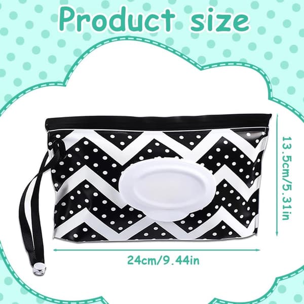 Servettlåda, våtservettlåda, 4-pack, bärbar, svart våg vit, 24x13,5 cm