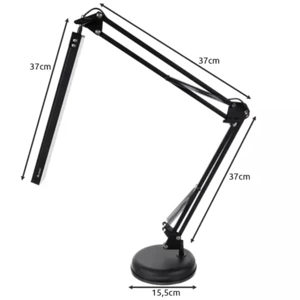 Skrivebordslampe med Arm - LED Bordlampe Sort
