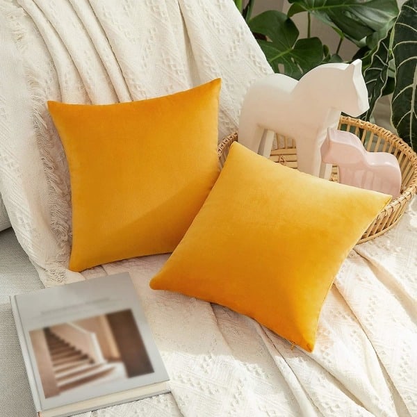 [QD] Pack Velvet Putetrekk Høst Dekorativt Firkantet Putetrekk Mykt Ensfarget Putetrekk For Sofa Soverom Bil 12