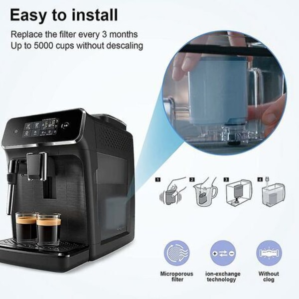 QQU - Pakke med 4 filtre til Philips Saeco Aquaclean Ca6903 kaffemaskiner