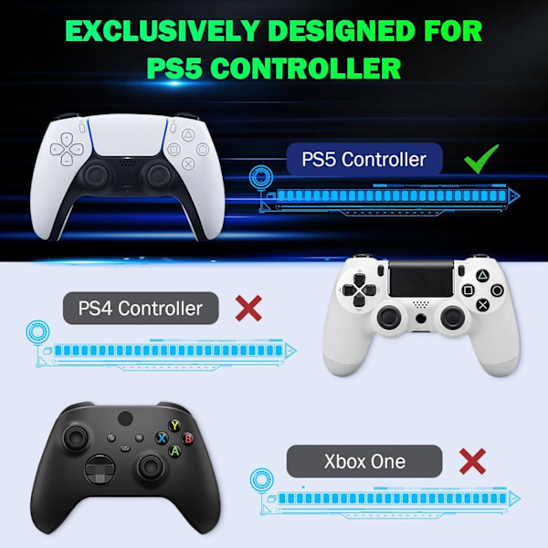 Grønt baggrundsbelyst tastatur til PS5-controller, PS5 trådløst minitastatur Chatpad til Playstation 5-controller med 3,5 mm lydstik_qp White