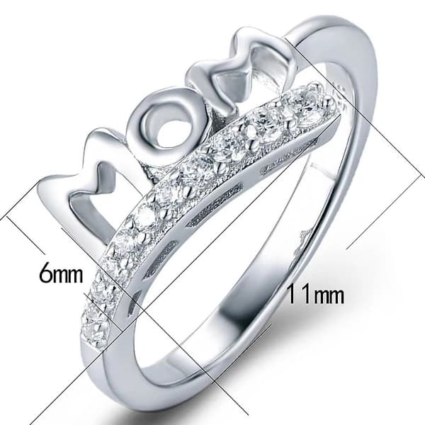 Mode Zircon Indlæg Hul Mor Bogstav Finger Ring Mors Dags gaver US 7