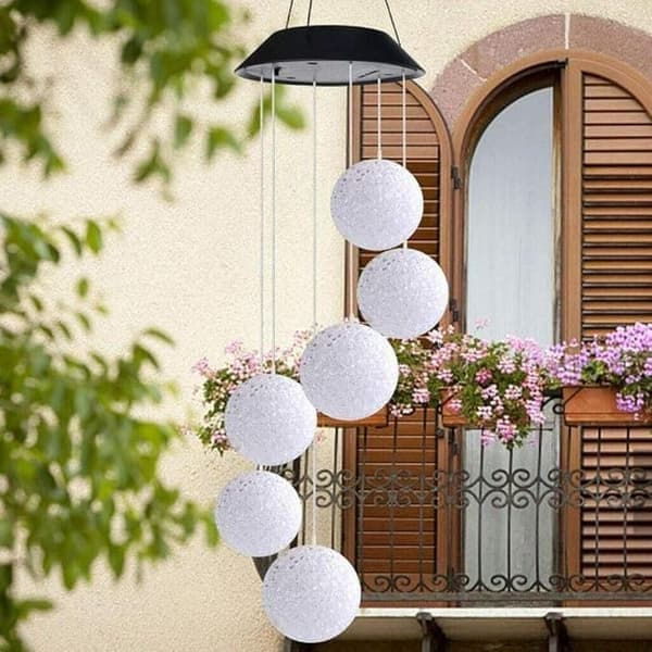 Solar Wind Chime – 6 LED Light Balls with Color Change & IP44 Waterproof Design