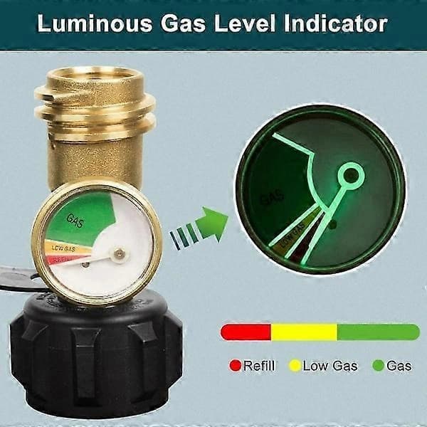 Gasoltankmätare med QCC1 Typ 1-anslutning för 5-40 lb tankar, husbilsvärmare, eldstad, grill