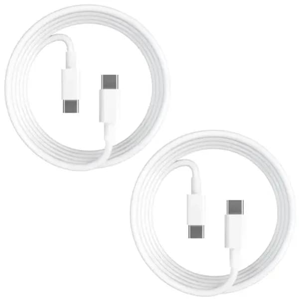 2-pakning 2m Hurtigladekabel USB-C til USB-C Kabel Hvit Hvit Hvit