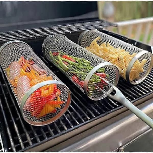 Rullande grillkorg i rostfritt stål 20CM 20CM