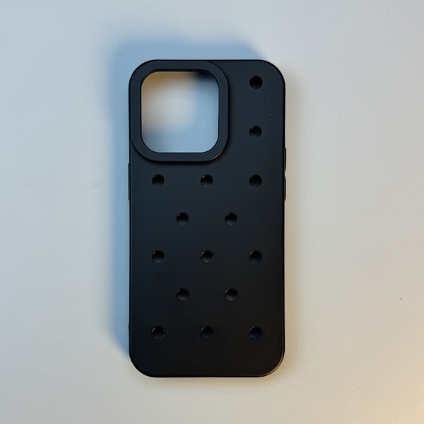 QU/3D DIY Mobilskal för iPhone 13 14 15 Pro Max Roliga Tecknade Mjuka Silikonhål & Berlocker Kompatibla Alla Modeller Black For iPhone12