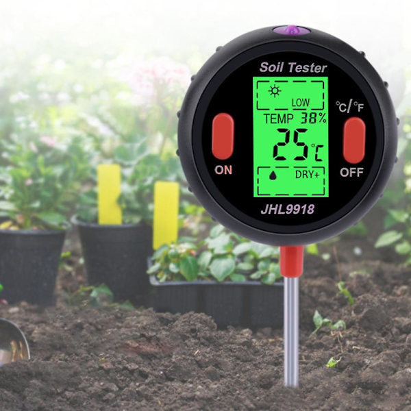 \"QD\" Jordtester Multifunktion Stor Skærm Elektronisk Digital Display Jordfugtighed PH Temperatur I