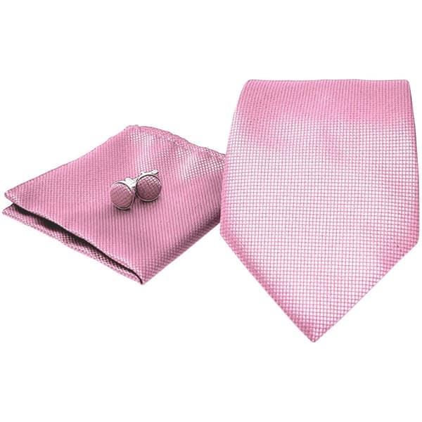 Kostume Tilbehør | Slips + Lommetørklæde + Manchetknapper - Pink