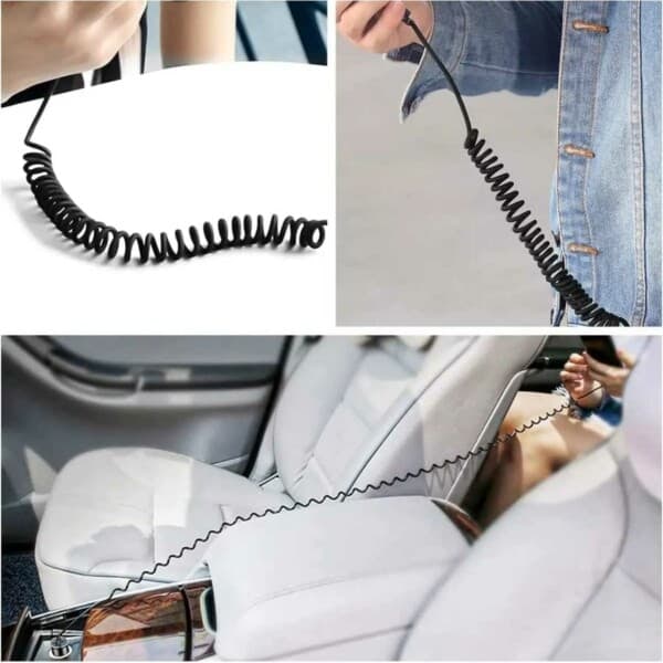 USB Lightning Spiralkabel 3A Hurtiglading 1,5m Hvit_qq