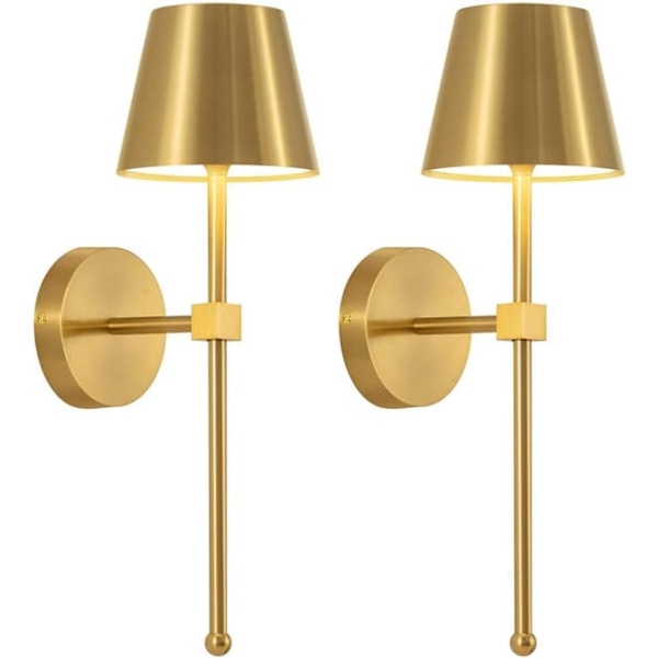 Wireless Wall Lamps 2-Pack, LED Lights with Rechargeable Battery, Stepless Dimmable with Remote Control