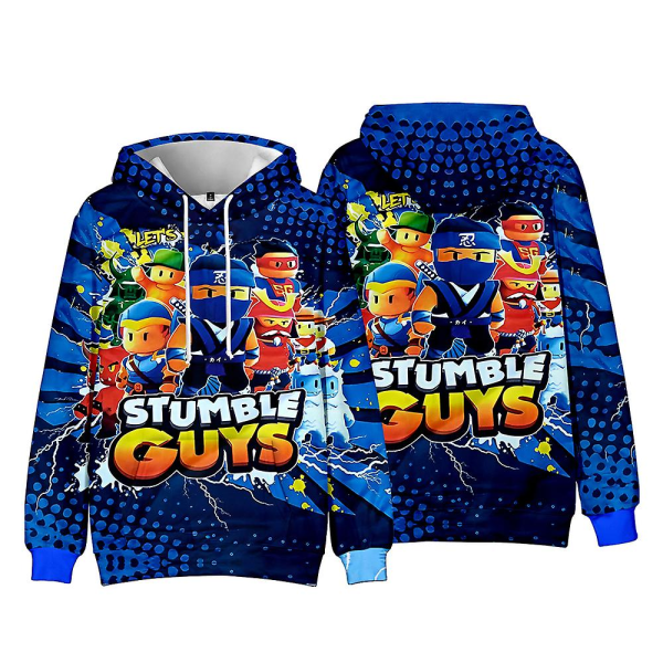 Stumble Guys Barn 3D-tryckt Hoodie Tröja med Ficka Långärmad Pojke Flicka Halloween Julklappar C 8-9 År*QN
