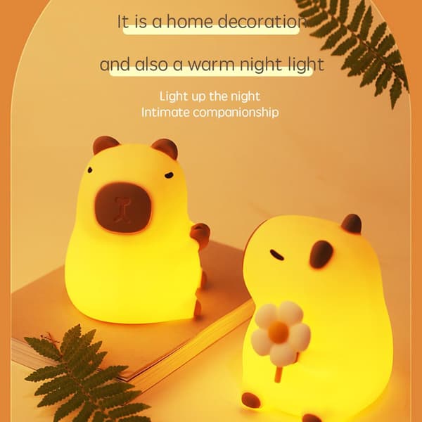 Capybara Natlampe til Børn, Capybara Lampe med Timer