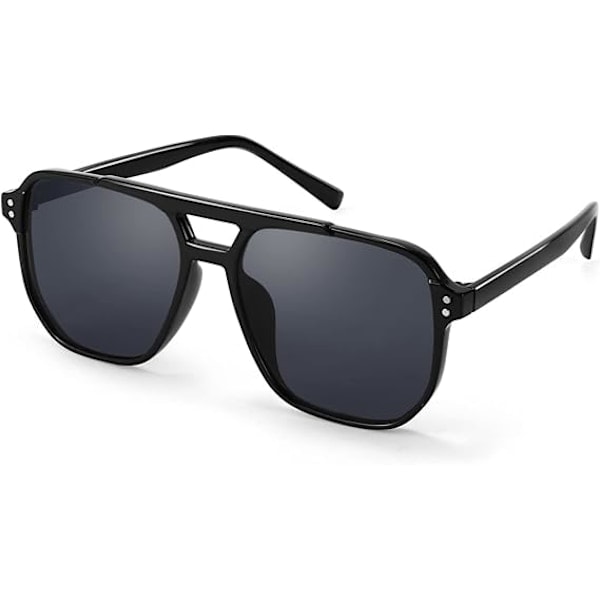 QD-Retro Firkantede Aviator Solbriller Dame Herre 70'er Vintage Trendy Plastikstel