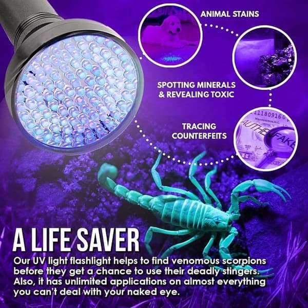 UV-taskulamppu - Tehokas 100 LED-taskulamppu
