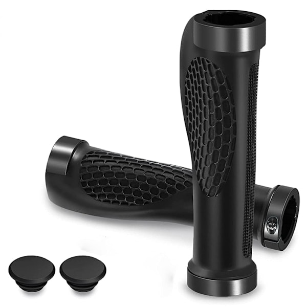 [QD] Sykkelhåndtaksgrep, Ergonomiske sykkelhåndtaksgrep med aluminiumsskrue Dobbel lås-på gummigrep for sykkel (egnet for 22 mm styre)