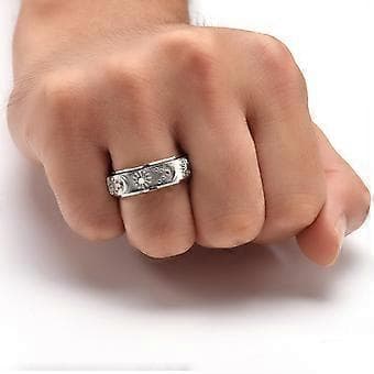 Måne Stjerne Sol Spinner Fidget Ring mod Angst Statement Ring Smykker Størrelse 6-11 (9 Guld)